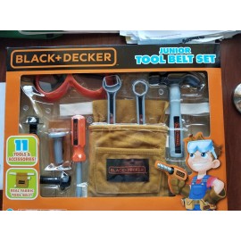 Black&Decker Black & Decker Junior 11 Piece Toy Tool Belt Set Kids Pretend Building Playtime