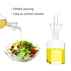 Botella de aceite de oliva flotante, dispensador de aceite de oliva, vinagre de aceite de oliva, vinagre de aceite de cocina, botella de aceite de vino para aderezo de ensalada, dispensador de aceite de vinagreta para cocina o barbacoa (4.5 onzas, juego 