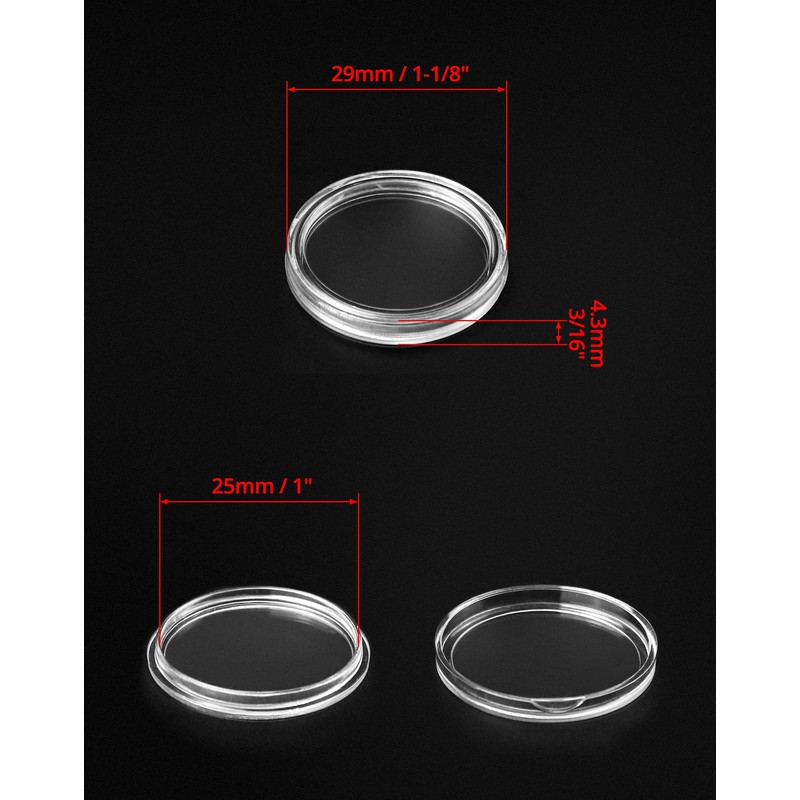 QWORK® 200PCS Coin Capsule Coin Holder - 25mm - Plastic