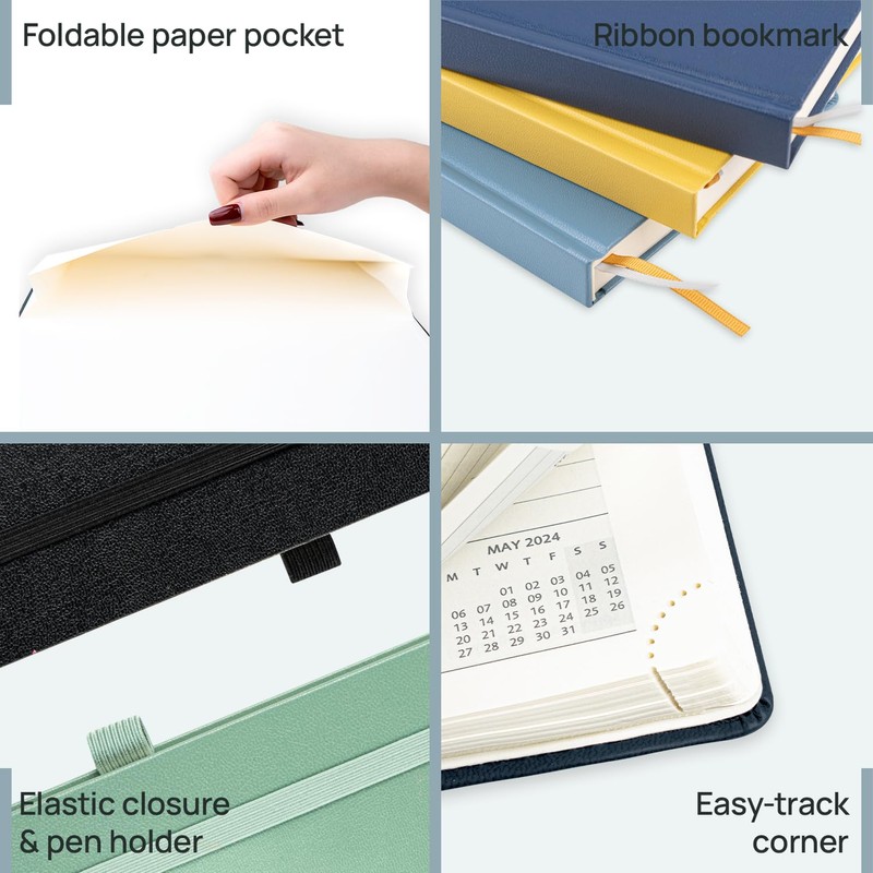 POPRUN A5 Diary 2026 Week to View (22x16.5 cm) Hardback