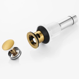 PARLOS Pop up Sink Drain Stopper with Hair Catcher Strainer & Overflow for Bathroom Sink Vessel (Brushed Gold)