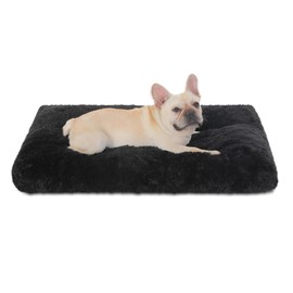 Bedfolks Waterproof Dog Crate Pad, Plush Washable Dog Kennel Bed - 35"x23", Black