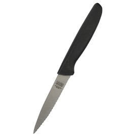 The Kosher Cook Black Kitchen Knife - 4” Steak and Vegetable Knife - Razor Sharp Pointed Tip, Serrated Edge - Color Coded Kitchen Tools
