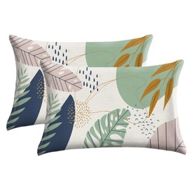 GABraden Satin Pillowcase 2PCS,Mulberry Silk Feeling Pillow Cases for Hair and Skin with Hidden Zipper,Satin Cooling Pillow Covers with Standard Size 20"X 26" (Green-Leaf)