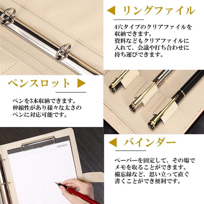 NOELAMOUR Clipboard A4 Bi-Fold PU Leather Binder Multifunctional Folder (Navy