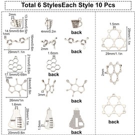 SUNNYCLUE 1 Box 60Pcs 6 Style Chemistry Charms Lab Charms Caffeine Molecule Science Charms Study Charm Graduation Charm for Jewellery Making Charms Bracelet Earrings Biology Lab Graduation Cap Decor