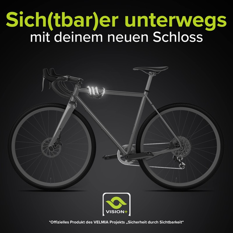 VELMIA Bicycle lock with programmable combination lock and reflector strips