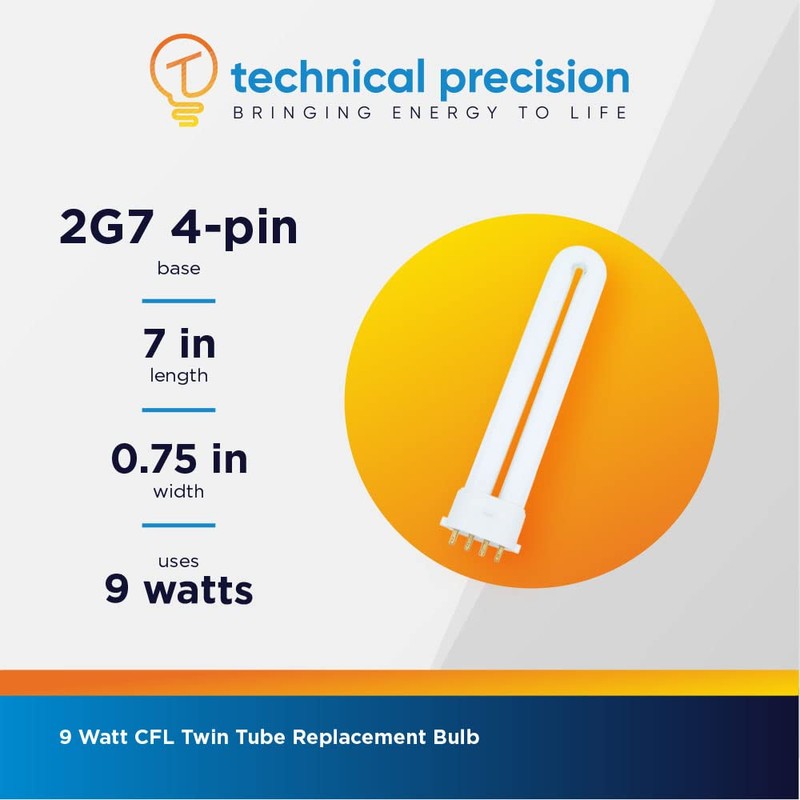 Technical Precision 9W Lightbulb Twin Tube Replacement CFL for Coleman