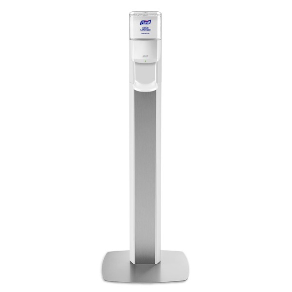 PURELL MESSENGER ES8 Floor Stand, White with Silver Panels (Pack of 1) - 7308-DS-SLV