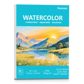 Pacocoast Watercolor Paper, 9"X12" Cold Press Water Color Paper Pad,Teal