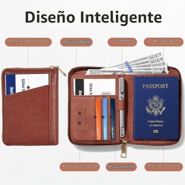 Forvencer - Funda para pasaporte con cierre de cierre seguro, portafolios de pasaporte premium para viajes, bonita funda para tarjetas de bloqueo RFID, accesorios de viaje impermeables para hombres y