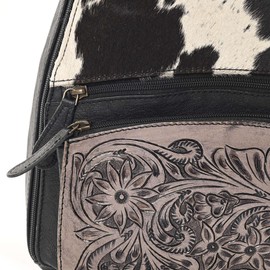 Merbaa Sunset Serenade Sling Cowhide Hair on Crossbody Bag - Hand Tooled Unisex Sling Backpack