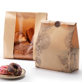 betkou 24 Pack Paper Bread Bags for Homemade Bread and Sourdough, 50% Thicker Large Kraft Loaf Bags with Clear Window for Bakery Packaging & Storage, Includes Sealing Stickers