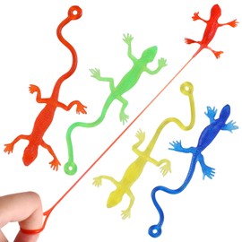 TOYANDONA 5Pcs Stretchy Sticky Lizards Toys Stretchy Rubbery Sticky Lizards Stretchy Sticky Toys for Party Favors Goodie Bags Easter Egg Basket Stuffers Pinata Filler Students Rewards