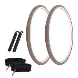 PRO+ Pair of Bicycle TIRE 700 X 28 Brown/Brown SIDEWALL (2) Tires W/Tubes 33MM Schrader Valve & TIRE LEVERS G-5013