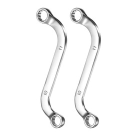 sourcing map 2pcs 10mm x 11mm Metric 12-Point S-Style Box Wrench Double End S-Shaped Wrench Chrome Plated 45# Steel S Box Wrenches for Home Auto Bike Repair Machine Maintenance