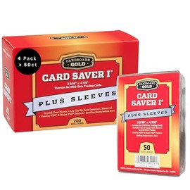 Cardboard Gold Card Saver 1 w/Sleeves - 200 Count - Semi Rigid Card Holder, Trading Card Protectors - PSA-Approved Cardsaver for Baseball, Trading, Sports Cards - Binder, & Storage Box Compatible