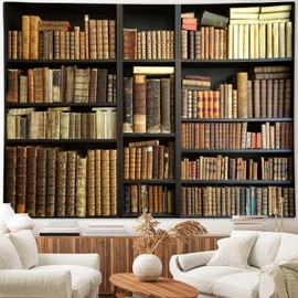 Tapiz vintage para colgar en la pared, estilo retro, biblioteca, hippie, tapices de pared para dormitorio, sala de estar, dormitorio universitario, decoración estética, 71 x 60 pulgadas