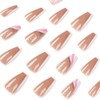 Carufin 24 Pieces Beautiful Rabbit Coffin False Nail Pink Gradual