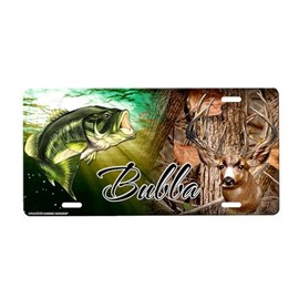 Deer and Bass Personalized Novelty Car Tag Sign