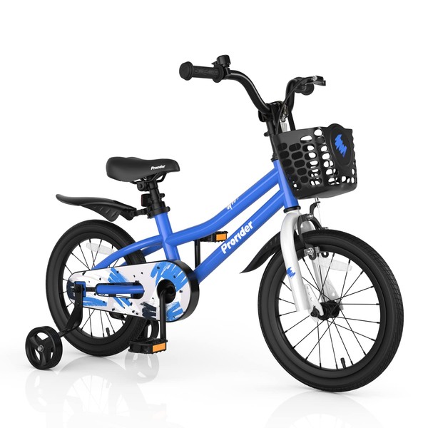 BABY JOY Kids Bike, 14 16 18 Inch Children Bikes for Boys Girls Age 3-8 Years w/Training Wheels, Handbrake, Coaster Brake & Removable Basket, Kids Bicycle of Multiple Colors