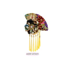 MISS MUMU Fan Shaped Hair Ornament, Tassel, Fan, Flower, Hair Clip, Yukata, Kimono, Hair Accessory, Headdress, Children's Hair Ornament, School Entrance Ceremonies, Graduation Ceremonies, Stage