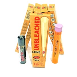 JOB Virgin Unbleached Cones 1 1/4, Five Packs of 6 Cones Plus Raw Black Clipper