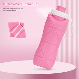 Botella de Agua Plegable con Válvula a Prueba de Fugas, Botella Flexible Sin BPA, Reutilizables, Mini Conveniente Botella de Viaje de Silicona, para Camping, Gimnasio, Deportes (Rosa)
