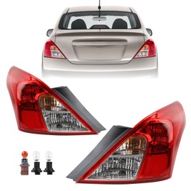 KAMDKI LH USA Type W/Side Light Tail Light Assembly Fit for 2012-2019 Nissan Versa Sedan Rear Lamp Left Driver Side Rear Lights W/Bulbs 265553AN0A NI2800194