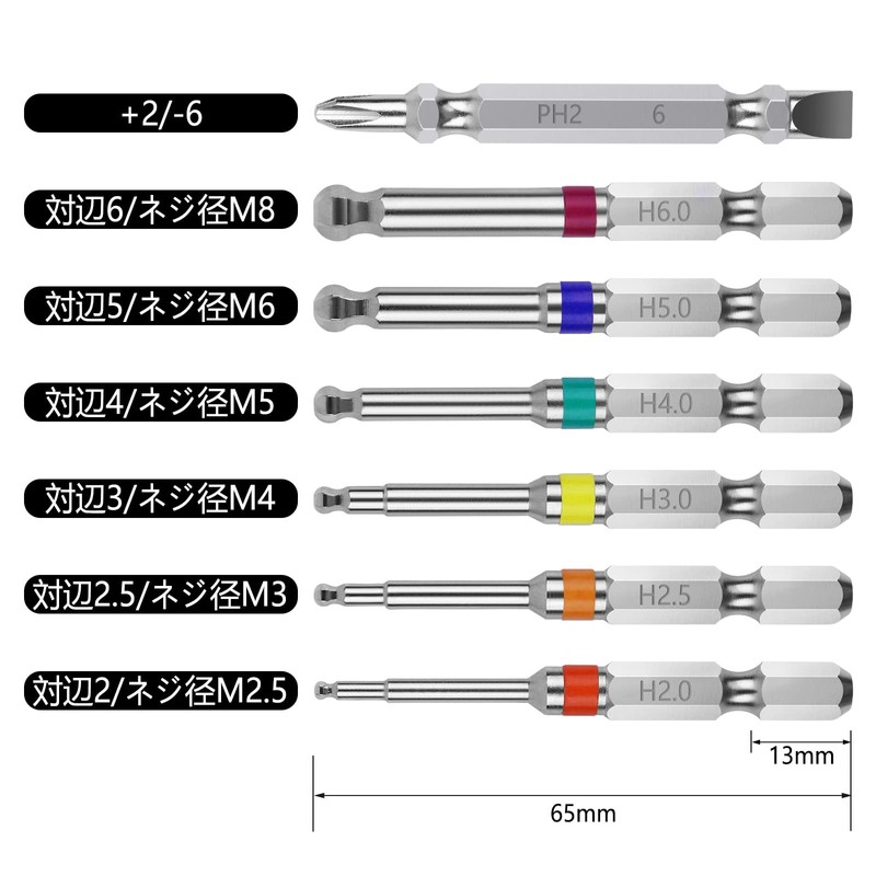 OIENNI Ball Point Hex Bit Set, 7 Pieces, 2.6 inches