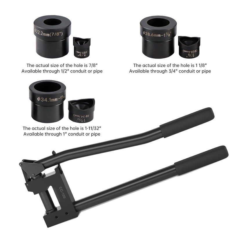 iGeelee Metal Stud Punch Set for 7/8", 1-1/8", 1-11/32" -