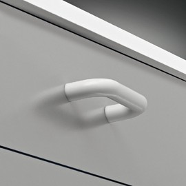 Gedotec Drawer Handle 64 mm Furniture Handle White Kitchen Handle Round - H10138 | Arch Handle for Cabinet Doors & Drawers | Plastic White | Made in Germany | Pack of 20 - Cabinet Door Handles