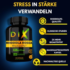 Rhodiola Rosea, 2 x more active ingredients, 5% rosavine + 1.8% salidroside, unique quality Rhodiolife®, performance, adaptogen, psychological well-being, anti-stress