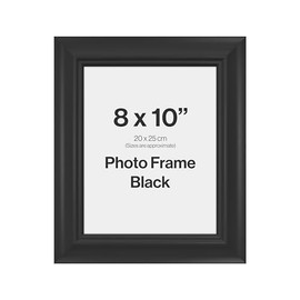 Traditional Black 8x10 Photo Frame for 8x10 (20 x 25cm) Photos or Pictures, Plexi Glass, Freestanding or Wall Mounted Landscape or Portrait