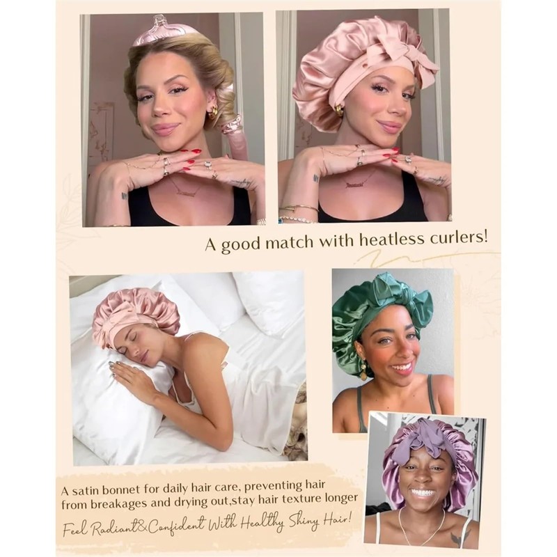 Satin Bonnet Silk Bonnet for Sleeping Double Layer Satin Lined