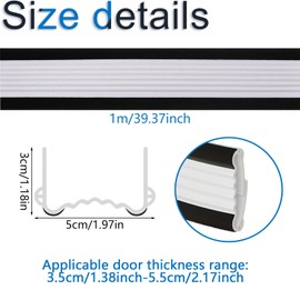 INCREWAY 39" Free Cutting Length Under Door Draft Blocker Door Draft Stopper Insulator Door Sweep Weather Stripping Noise Stopper Strong Adhesive(White)