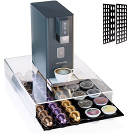 MaybeRain Acrylic Storage Drawer for Nespresso,Three Types of Coffee Capsule Organizer，Clear Coffee Pod Holder for Counter-42&40 Pods