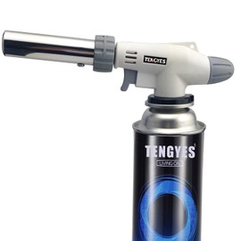 Blow Torch Kitchen Butane Lighter - Culinary Torch Chef Cooking Torch Professional Adjustable Flame with 360 Degree Inverted for Creme, Brulee, BBQ, Baking, Jewelry by TENGYES (Butane Not Included)