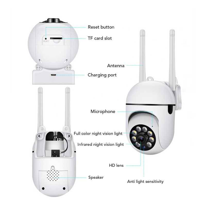 Wireless Smart Camera 1080P HD Night Vision 360° Rotation WIFI