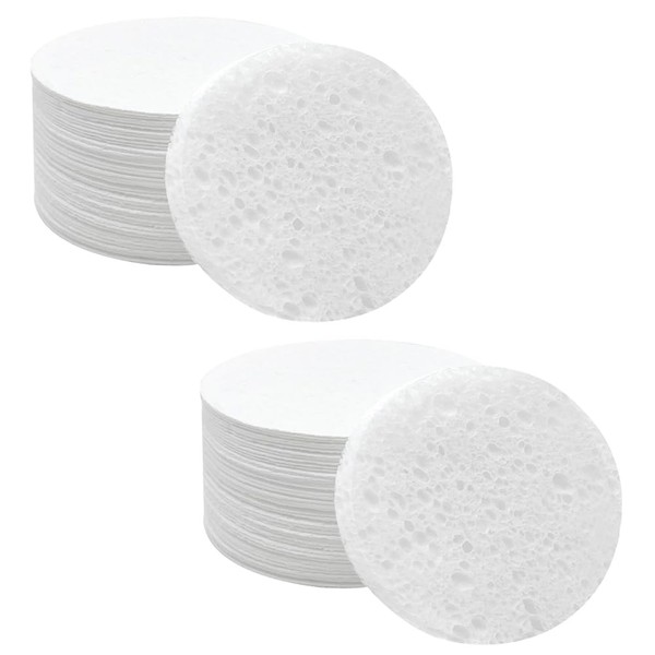 Spunspon 100-Count Facial Sponges Compressed Natural Cellulose Sponge Round Shape