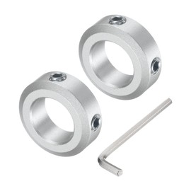 sourcing map Set Screw Shaft Collar for 14mm Shaft, 2pcs Clamping Collars 24mm OD, 8mm Thickness, Aluminum Alloy Clamp-On Collar with M5 Set Screws and a Wrench