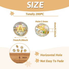 Cheriswelry 200pcs Acrylic Alphabet Beads 7mm Clear Gold Flat Round Disc Coin A-Z Letter Spacer Beads Charms for Jewellery Bracelet Making