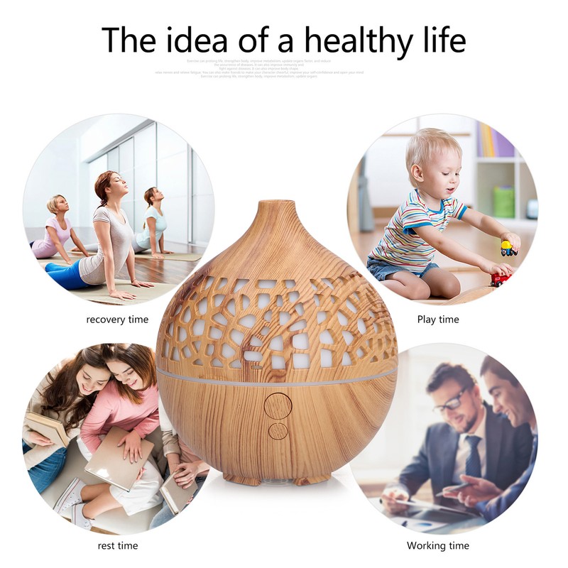 180ml Wood Grain Air Humidifier USB Charging Colorful Lights Air