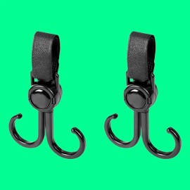 Unbranded 2x Multi Purpose Hooks Adjustable Stroller Double Hook for Hanging Diaper Bags
