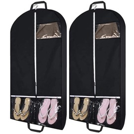 43" Garment Bags for Travel and Storage, Travel Suit Bags for Men Women with 2 Clear Pockets, Storage bags for Clothes, Suits, Shirts, Coats (43inch, 2pcs black)