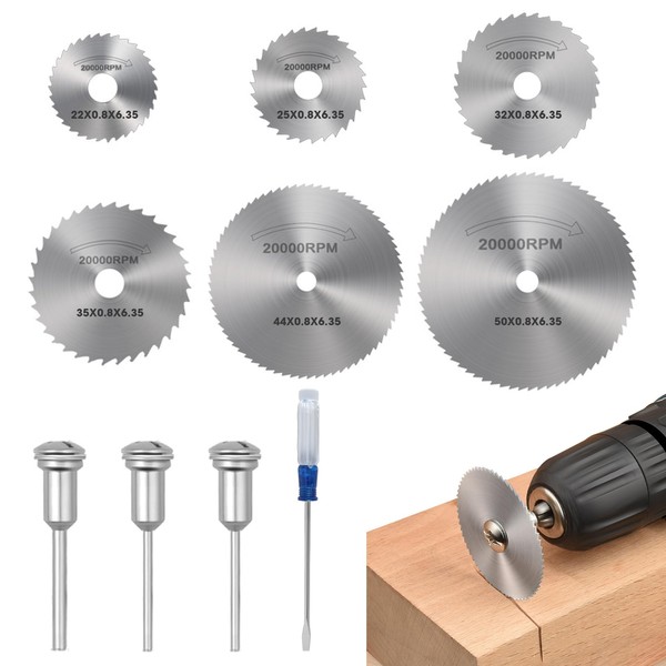 HSS Circular Saw Blades Set with Screwdriver, 6 Mini Saw