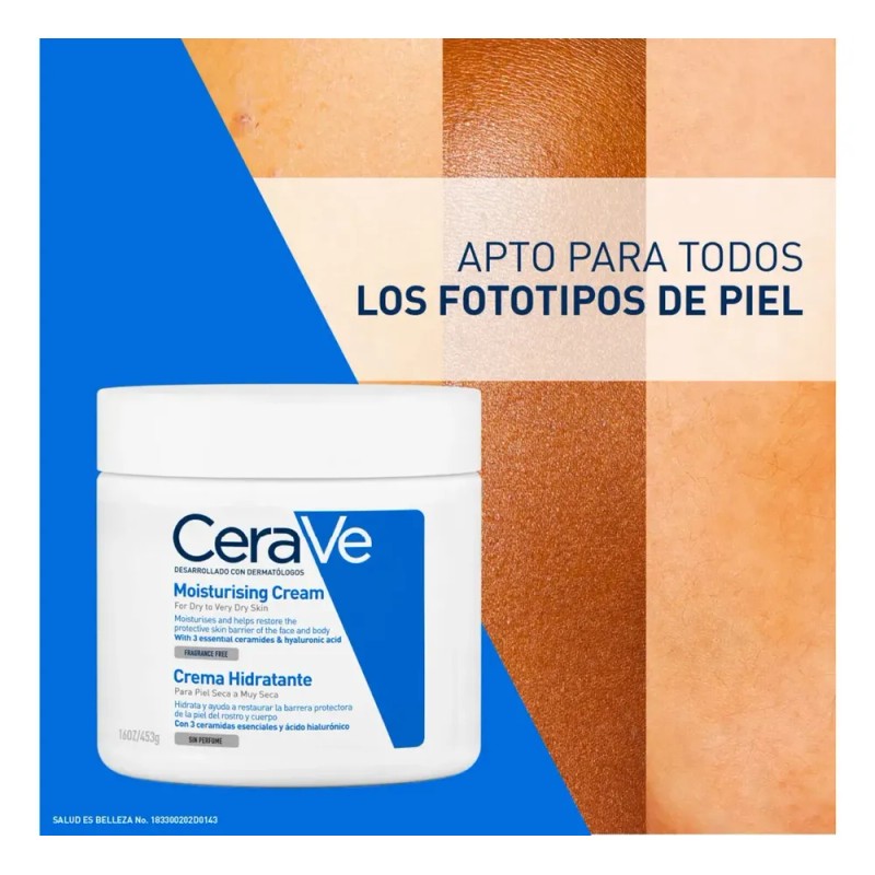 CeraVe Crema Hidratante Facial y Corporal Piel Seca a Muy