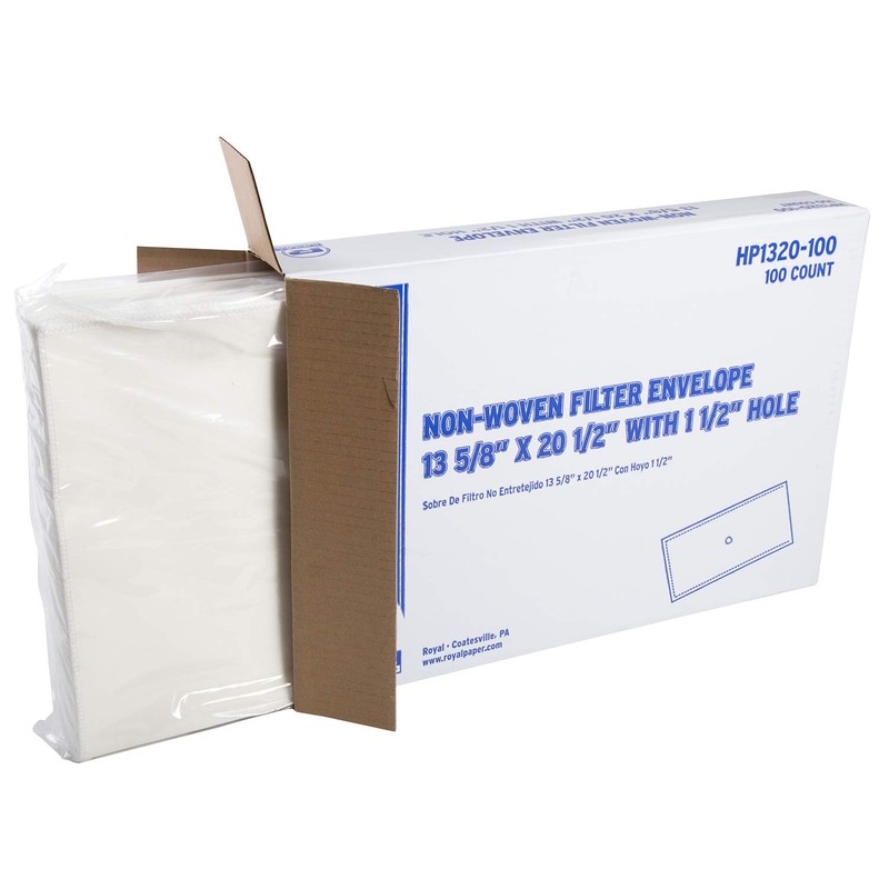 Royal Non-Woven Filter Envelopes with 1-5/8 Inch Hole, 13.75 Inch
