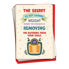 NobleWorks 12 Funny Christmas Cards w/5 x 7 Inch Envelopes (1 Design, 12 Each) - Holiday Weight C8729XSG-B12x1