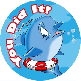 144 Dolphin 30mm Reward Stickers for Teachers, Parents and Party Bags